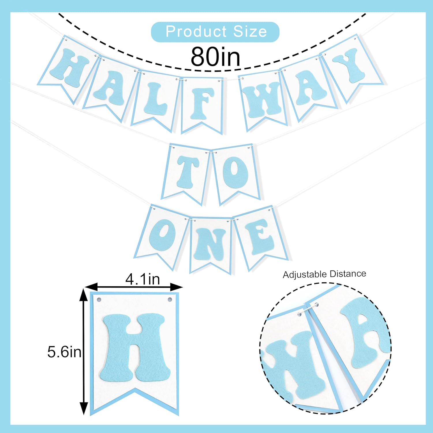 Blue Half Way To One Birthday Banner Decor