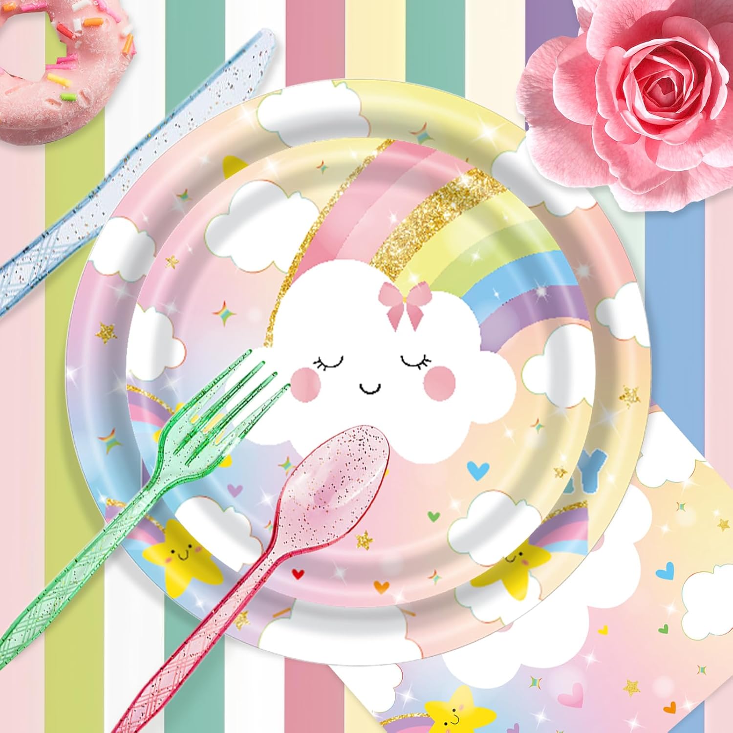 169 PCS Rainbow Party Decorations for 24 Guests