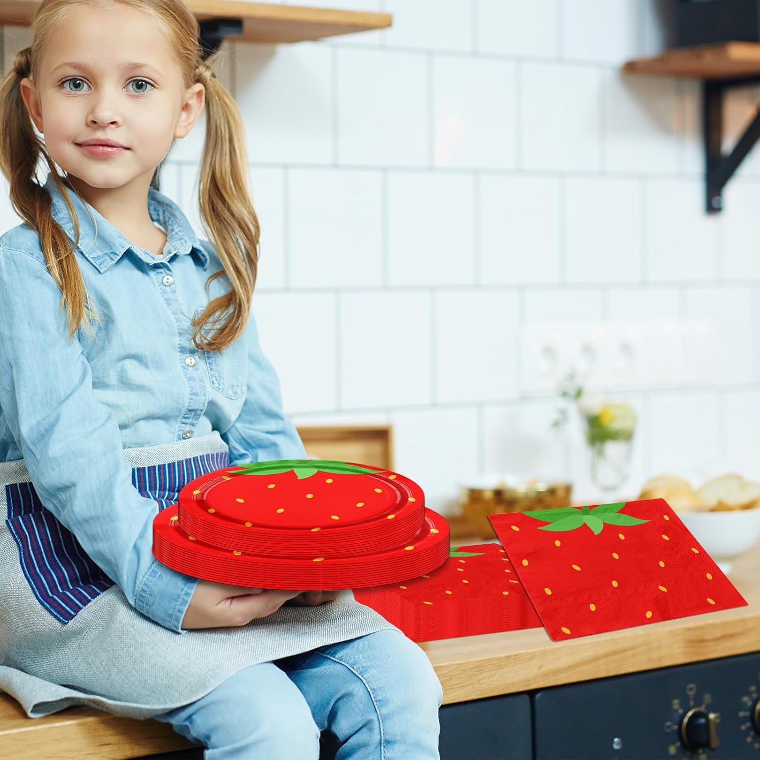Strawberry Themed Tableware Set for Kids First Birthday