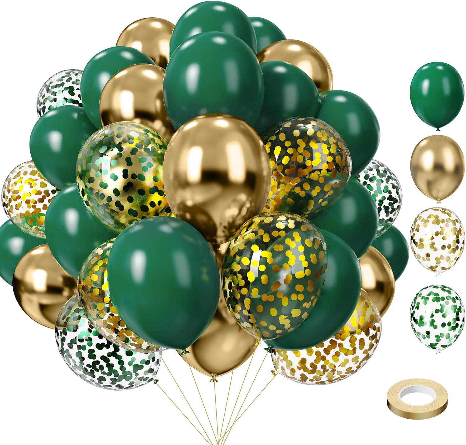 Green and Gold Balloons 75PCS 12in 5in Party Decor Set
