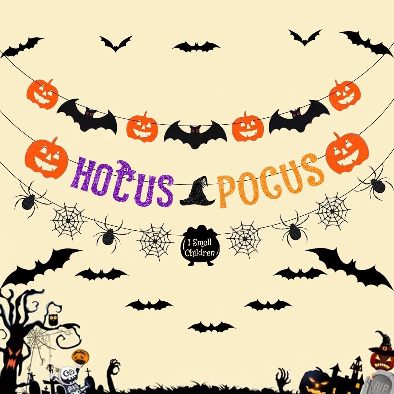 Hocus Pocus Burlap Banner Halloween Decorations Kit