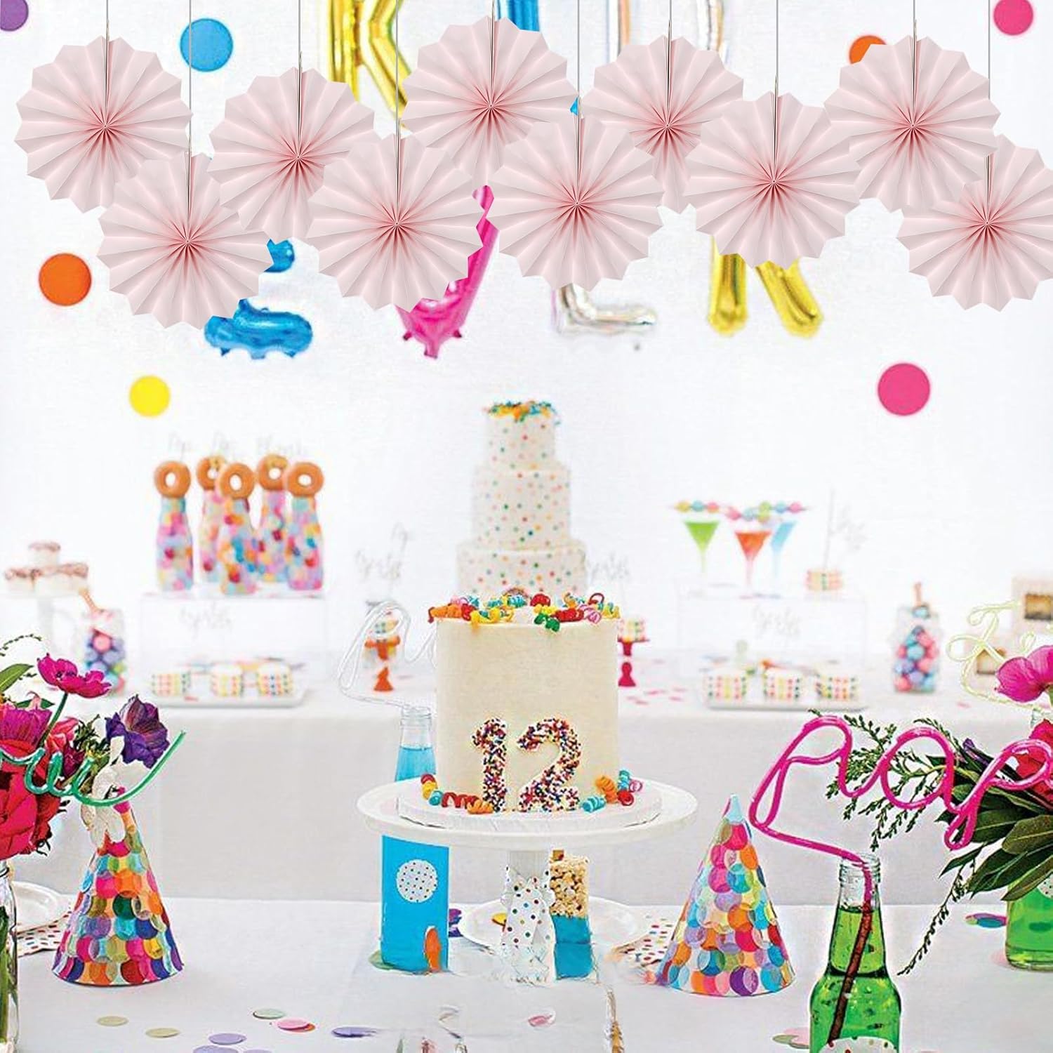 BARTHEW Pink Tissue Pom Poms Decorations Set