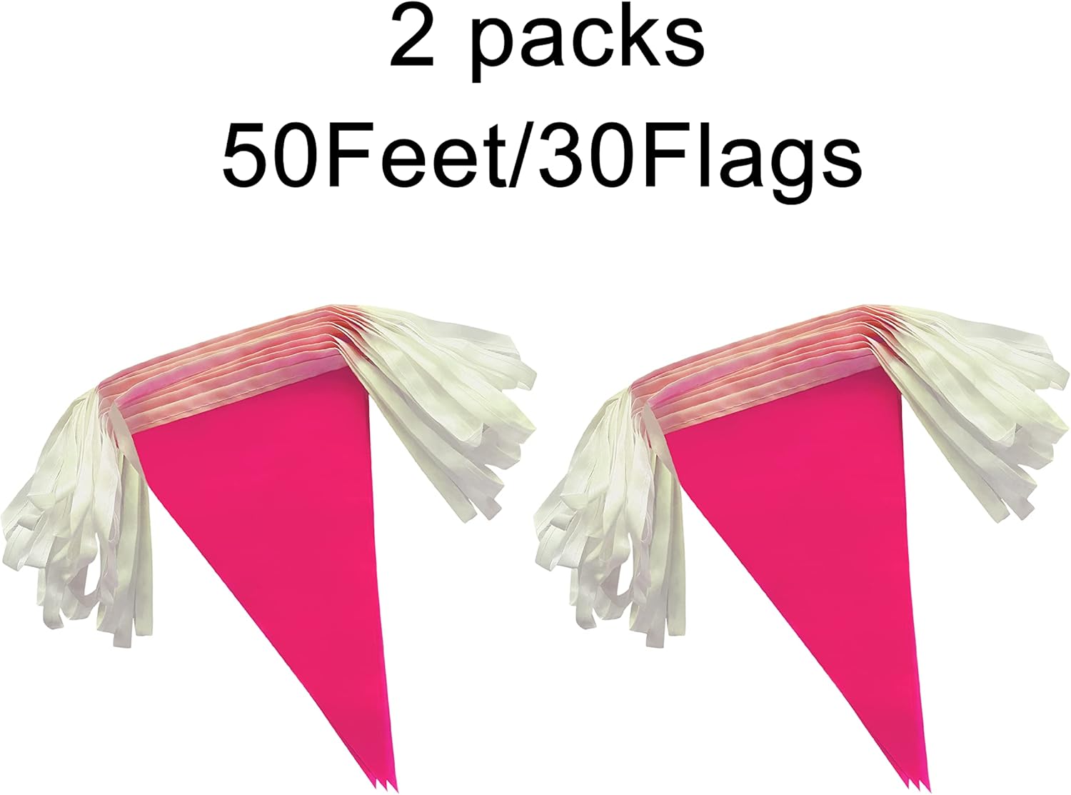 100 Feet Pink Pennant Bunting Flags for Party Decorations