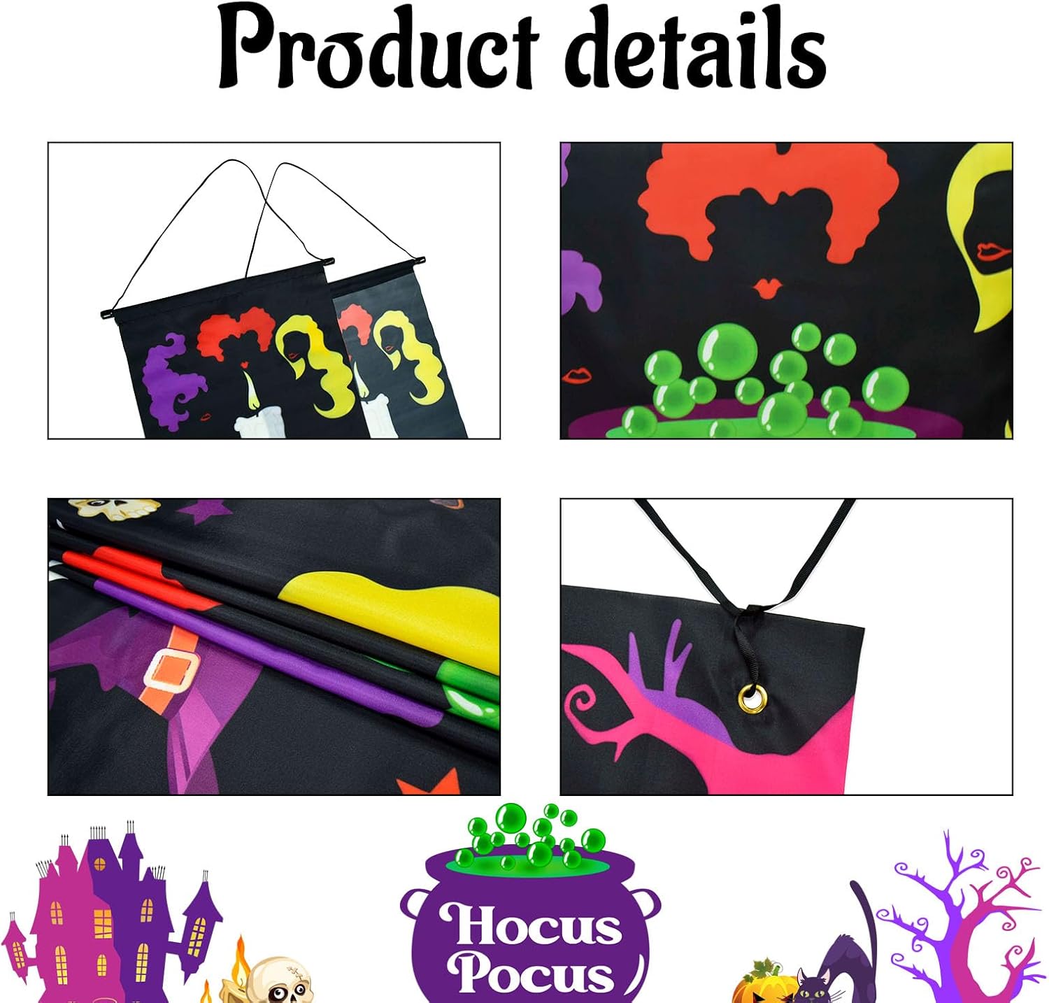 Avezano Hocus Pocus Halloween Decorations 3pcs Witches Banners