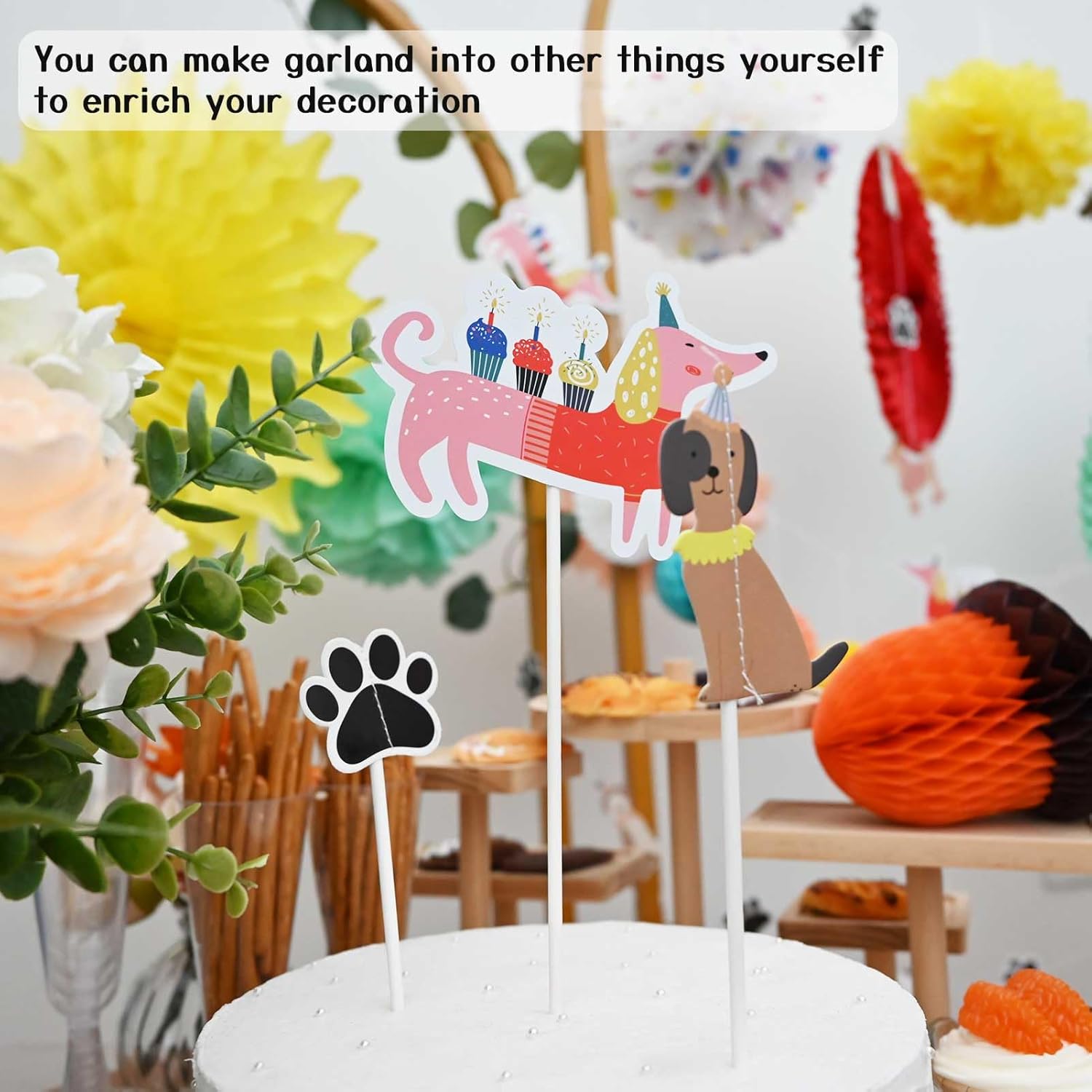 Dog Party Decorations with Pom Poms Fans and Garland