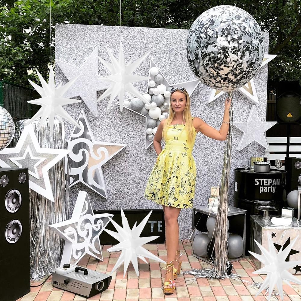 6 Pack 22 Inch Explosion Star Balloons for Parties