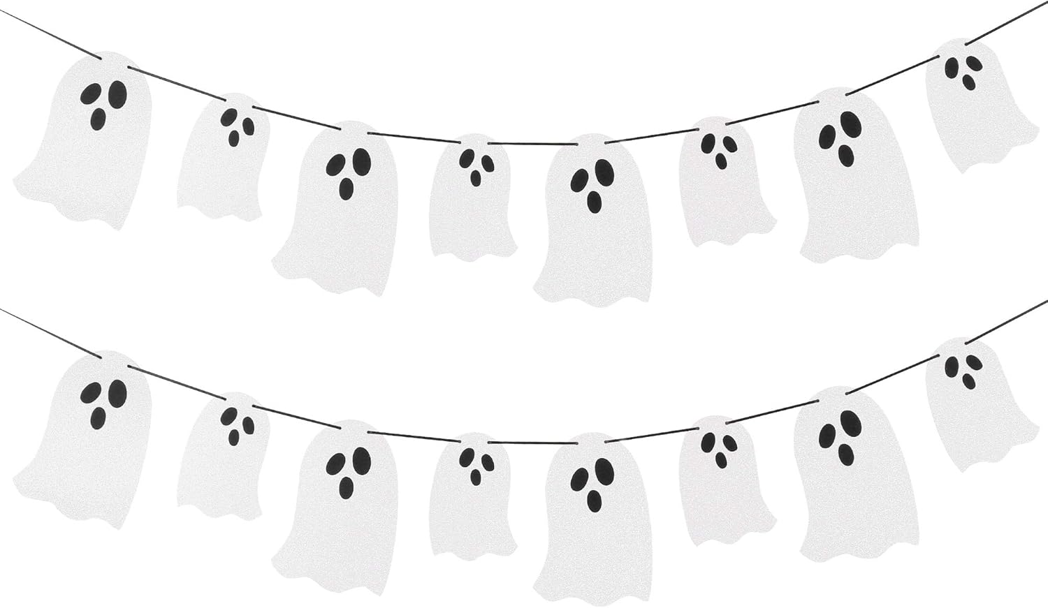 2 Pack White Glitter Halloween Ghost Garland Banners