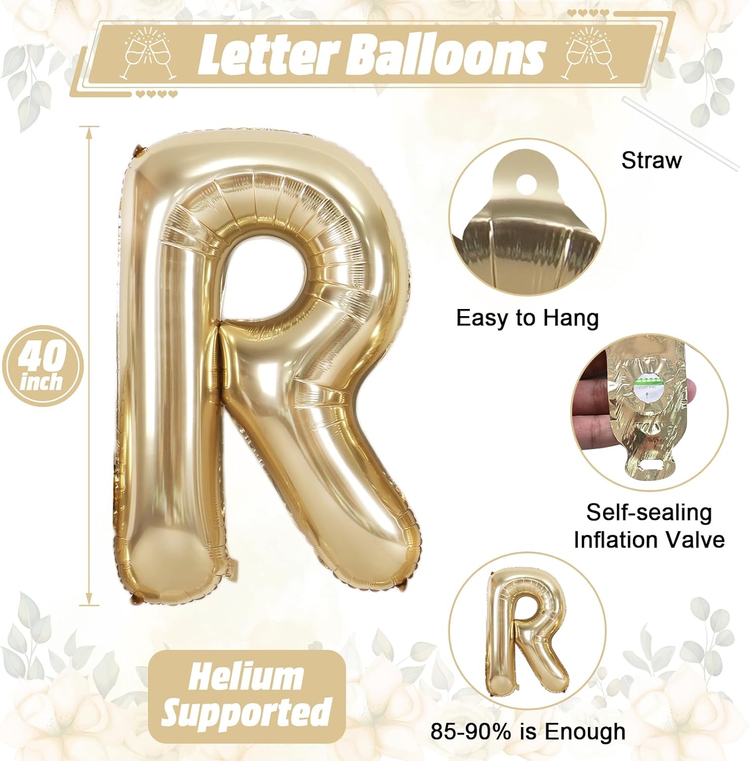 40 Inch Light Gold BRIDE Balloons for Wedding Decor