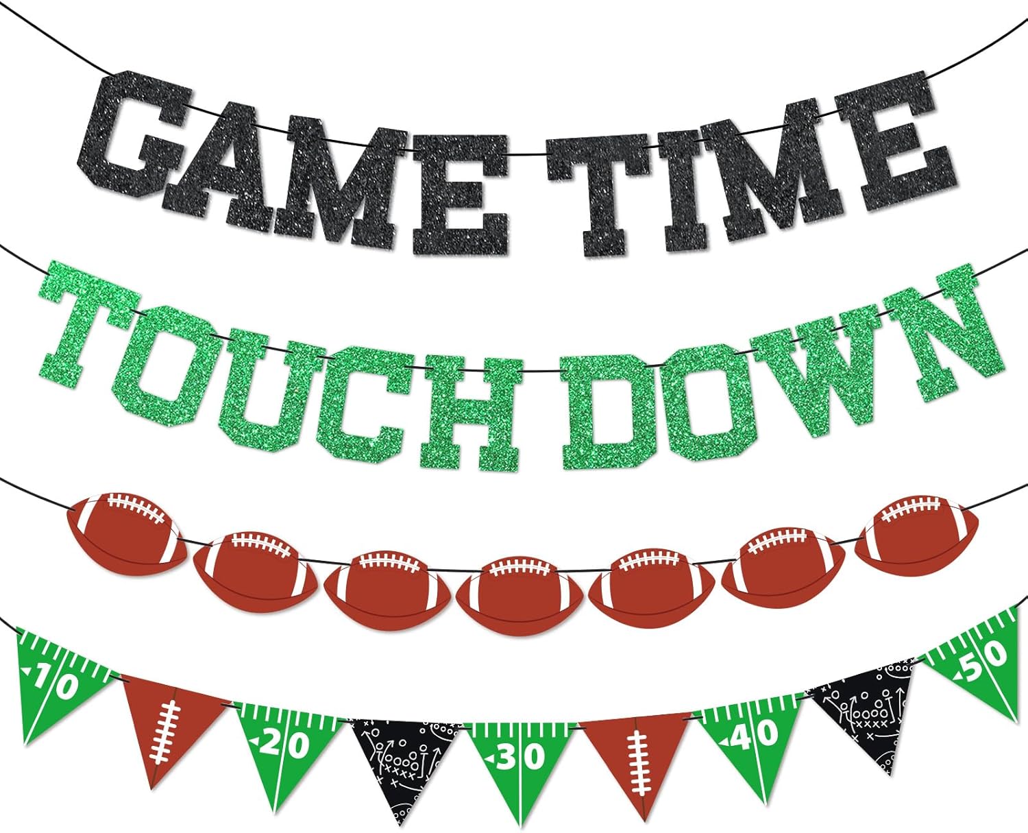 Qyeahkj 4Pcs Football Party Banners - Ready to Hang