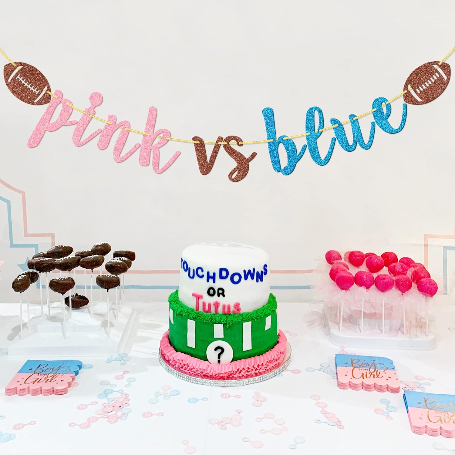 Pink Vs Blue Football Banner for Gender Reveal Party