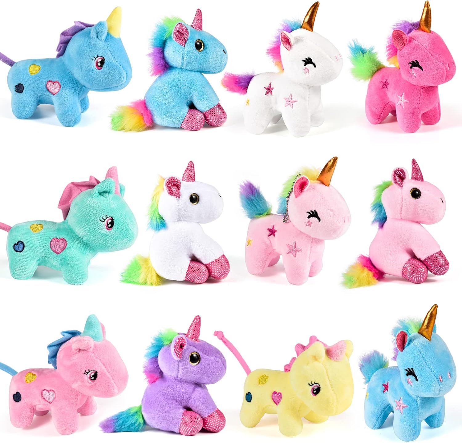 12Pcs Mini Plush Unicorn Party Favors Set