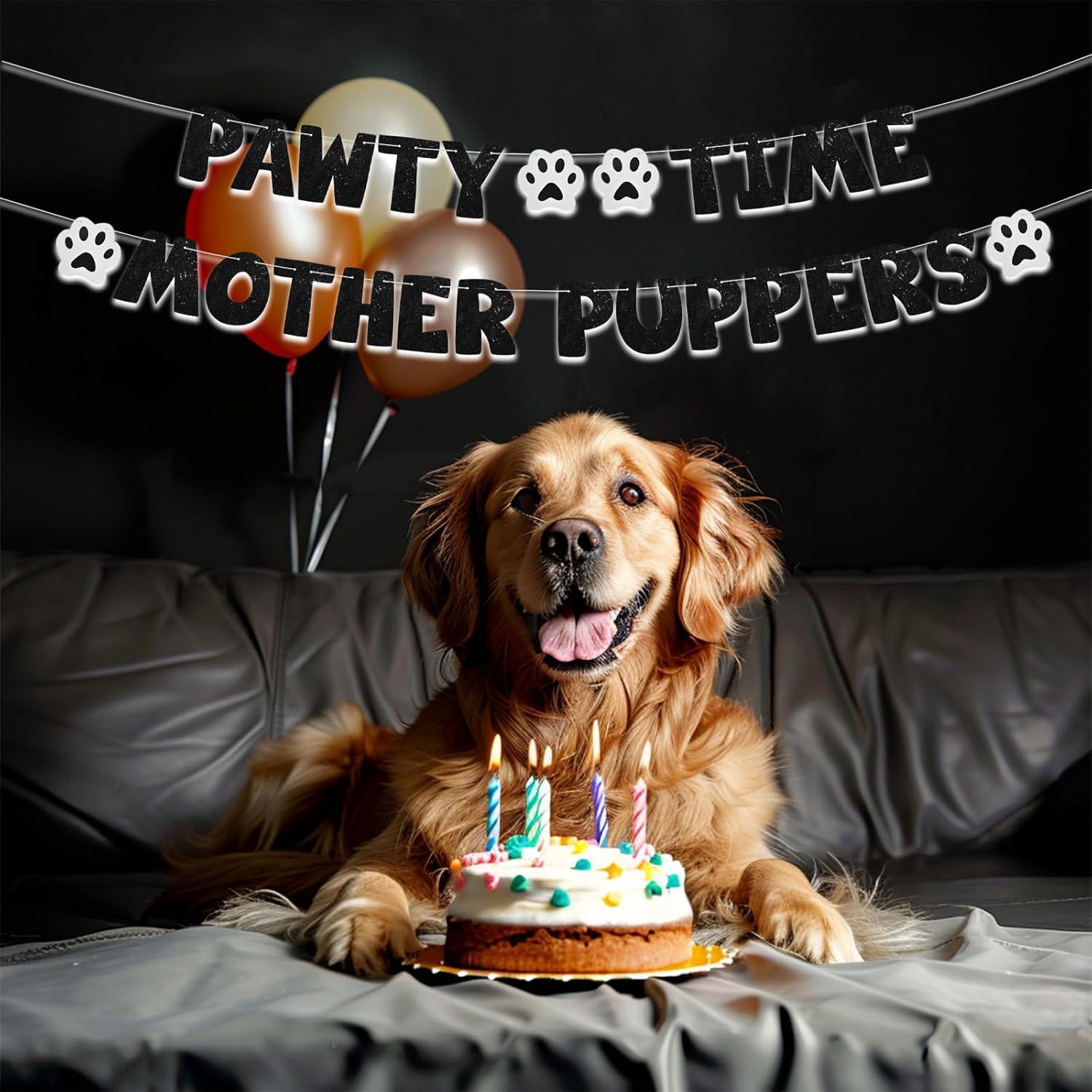 BEISHIDA Sparkling Pet Birthday Banner for Dogs and Cats