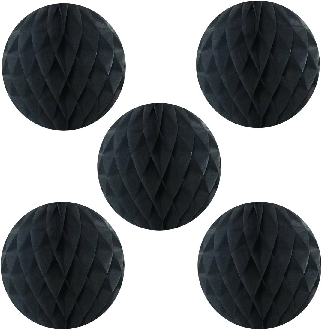 Allydrew 6 Inch Tissue Honeycomb Ball 5 Pack Black