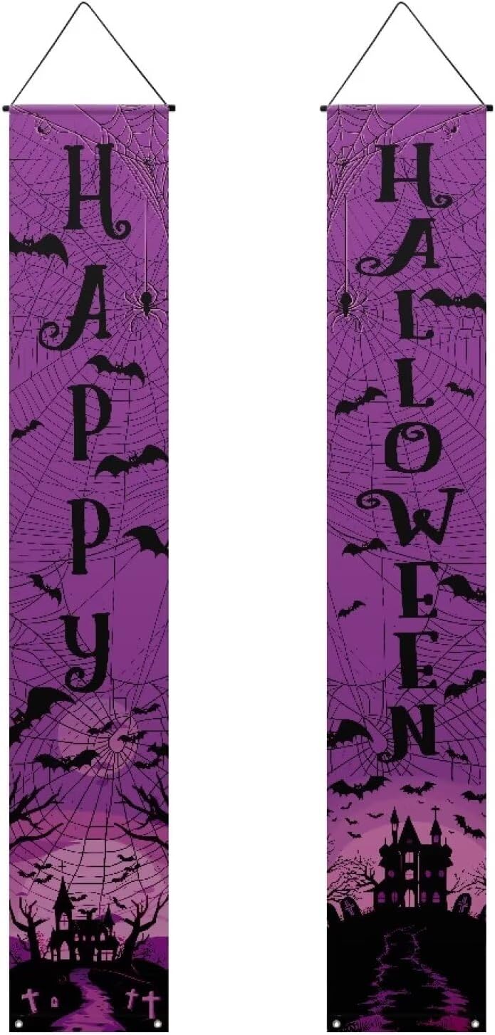 Halloween Spider Banner Front Door Outdoor Hanging Decor
