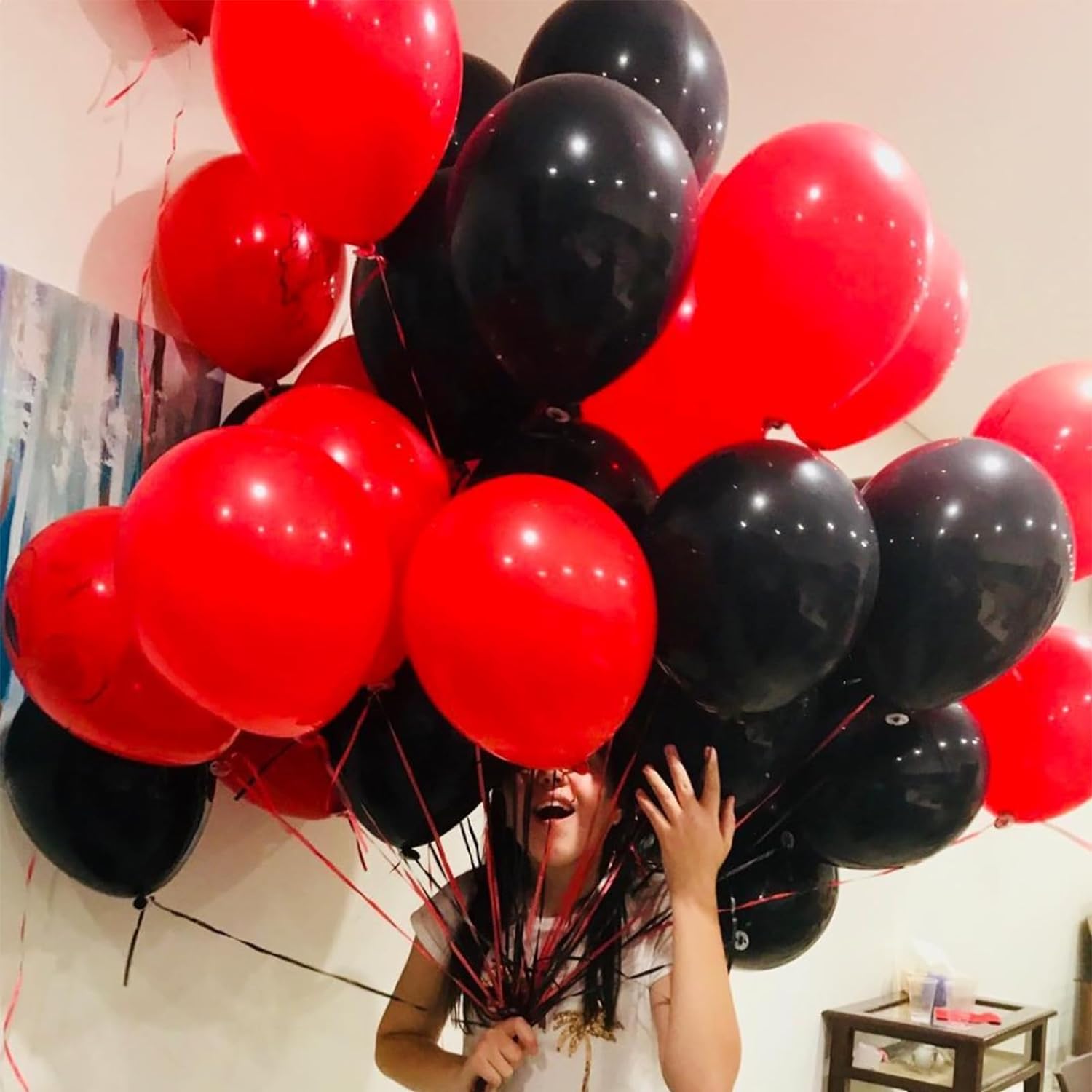 Red and Black Latex Balloons 12 Inch Party Decor Set
