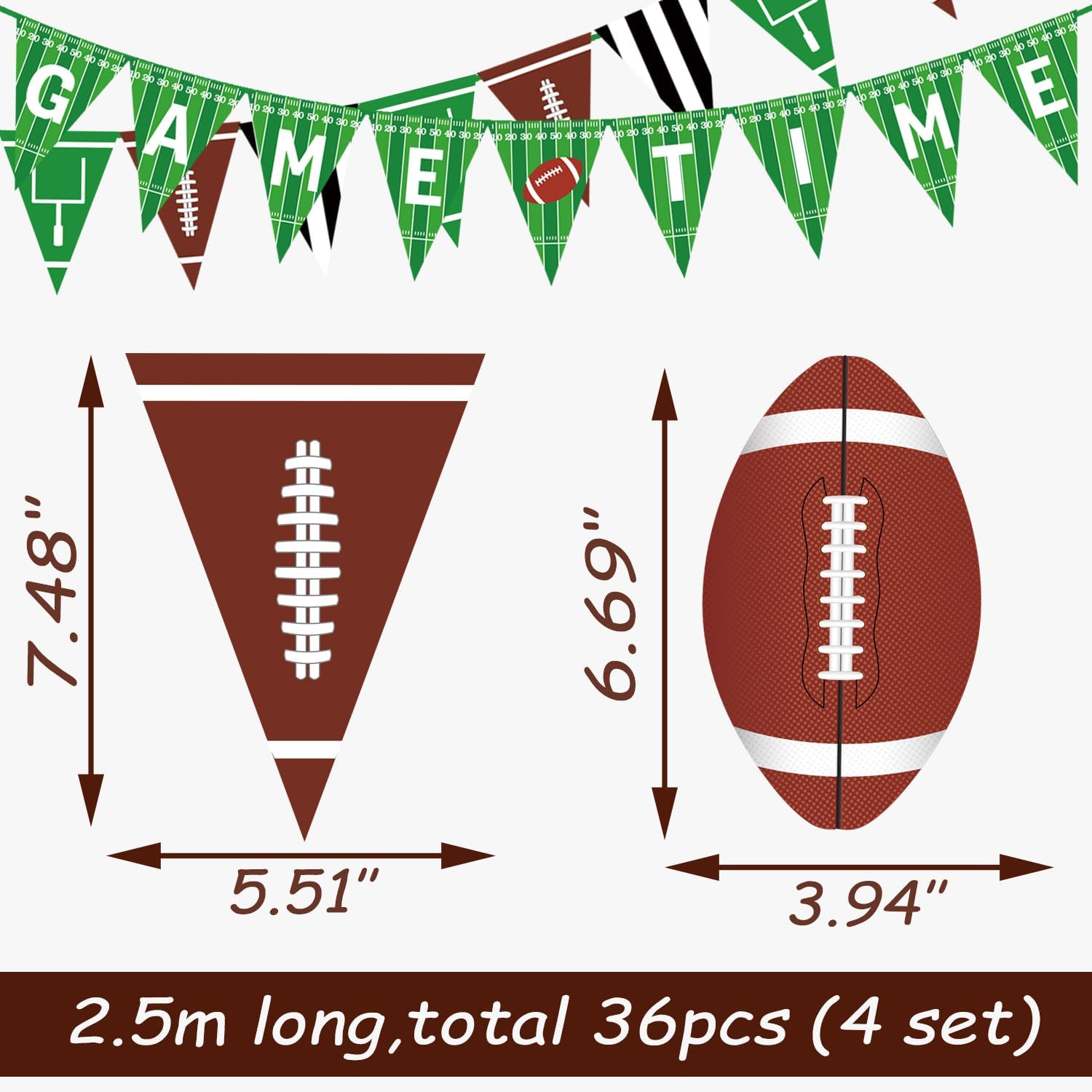 Doumeny Football Game Bunting Banner Set