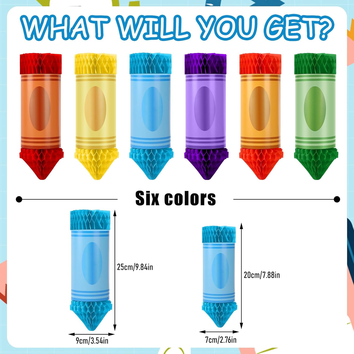 12 Pcs Crayon Pencil Hanging Honeycomb Classroom Decorations
