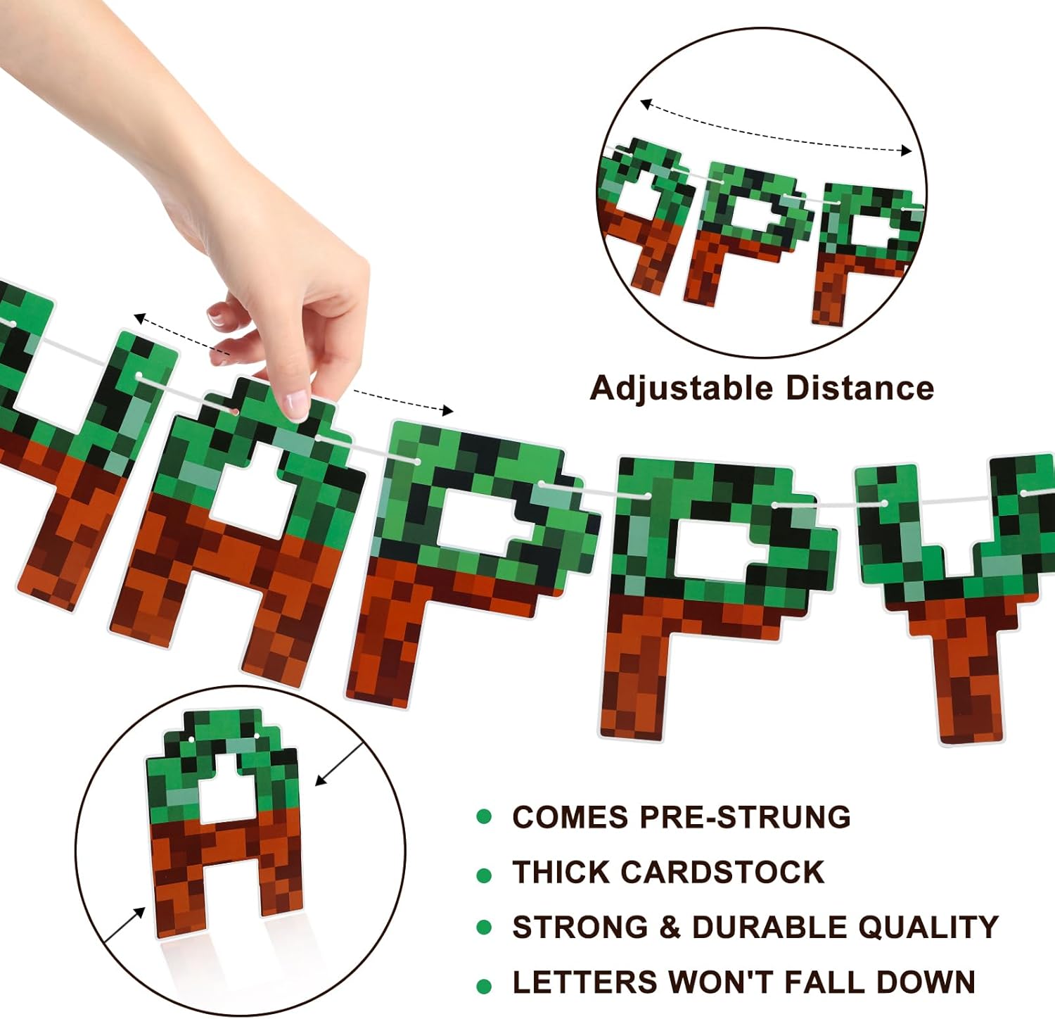Miner Theme Happy Birthday Banner 10 Feet