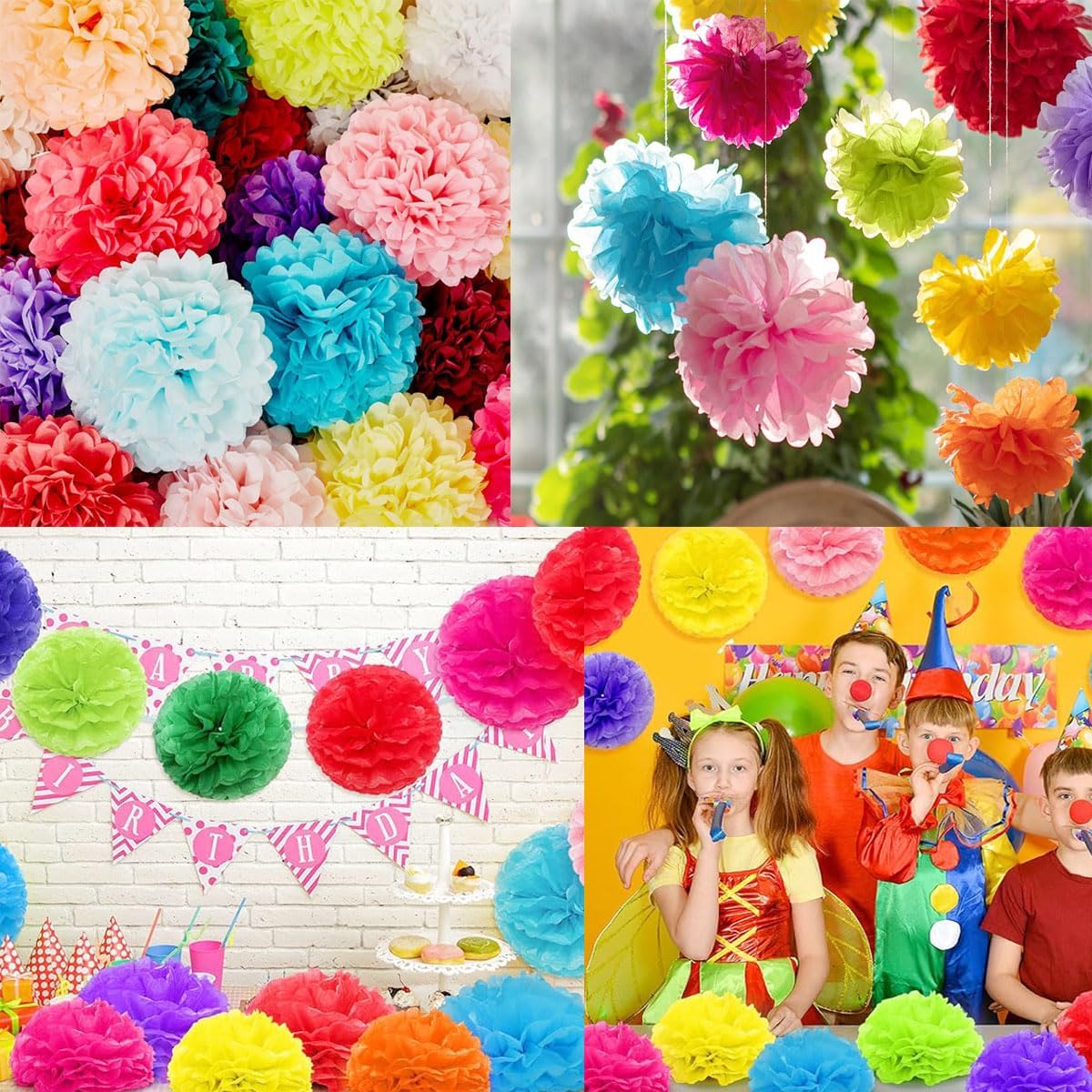 12pcs Grey Paper Pom Poms Tissue Flower Decorations