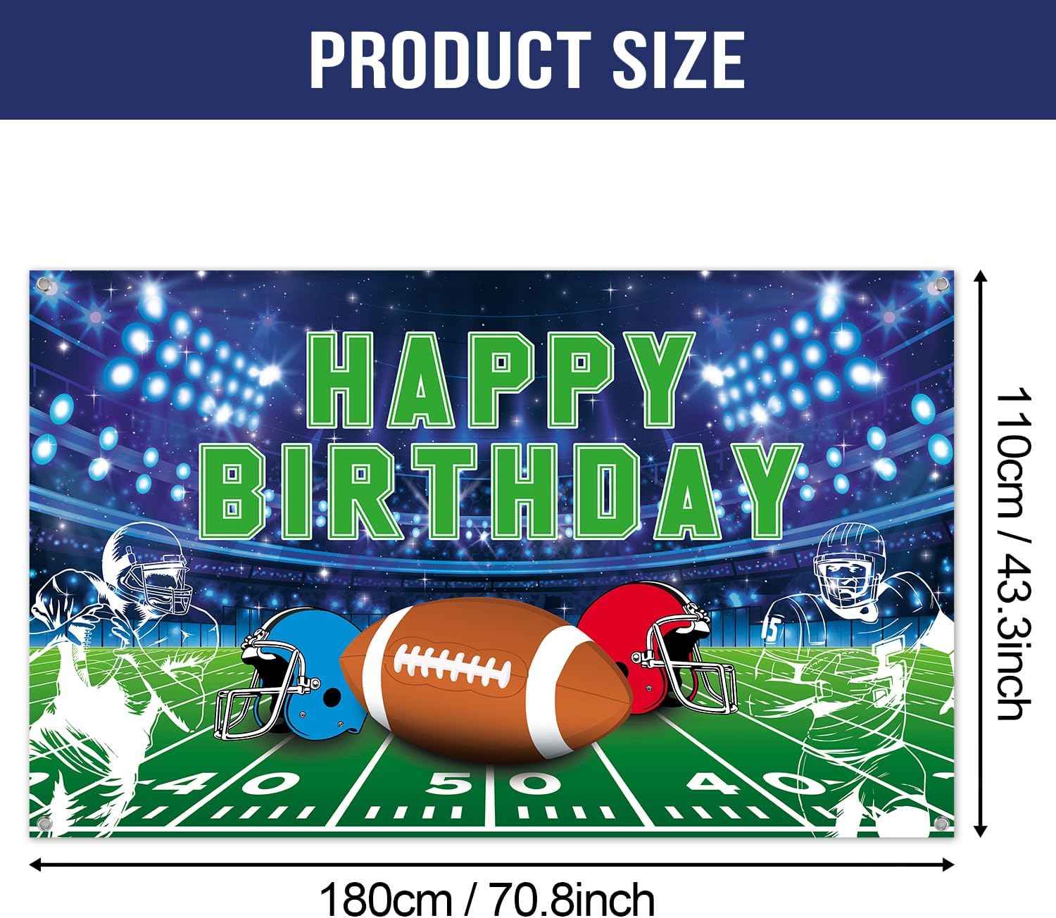 Football Birthday Banner - Party Backdrop Decoration