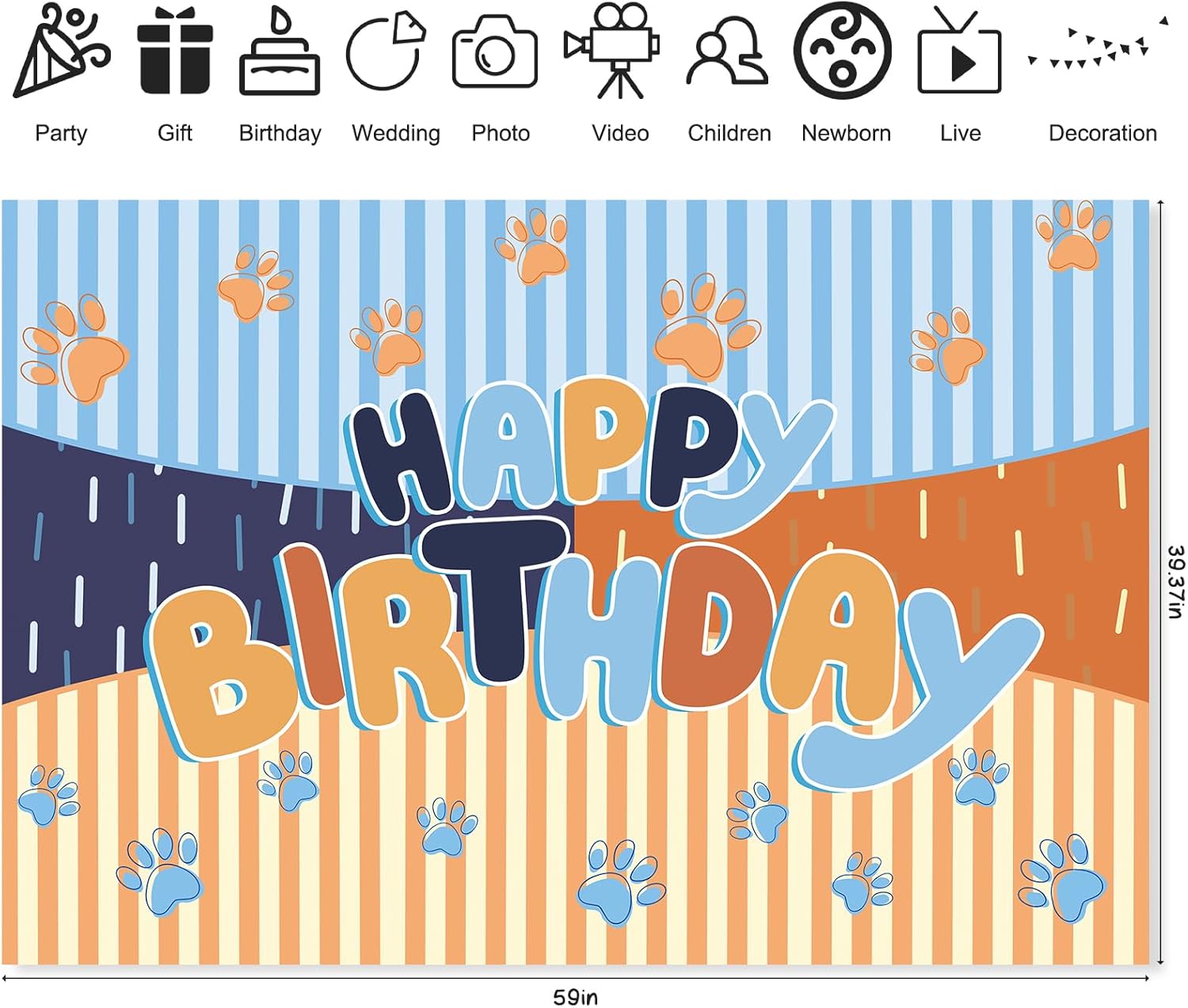MIKLIfez Cartoon Blue Dog Birthday Banner 5x3ft