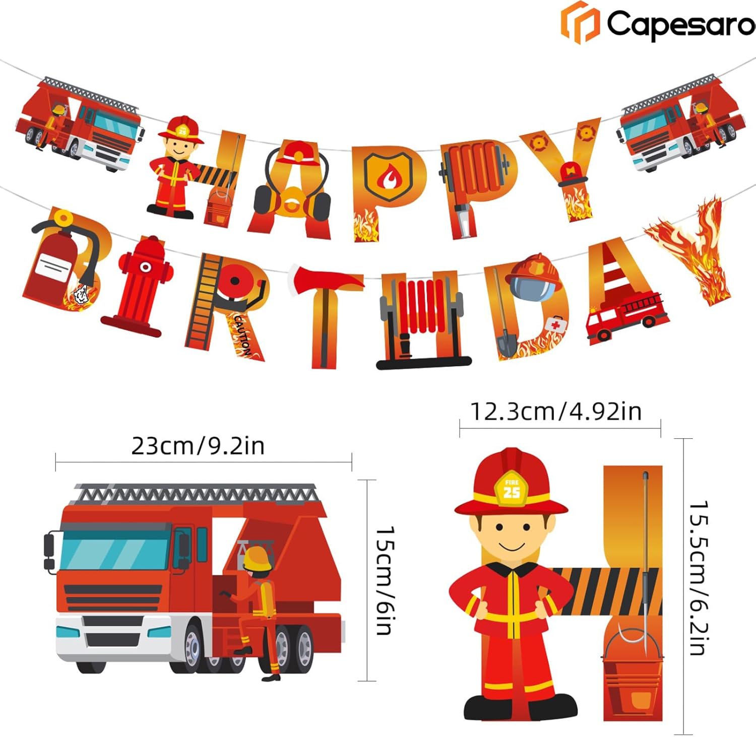 Fireman Birthday Banner with Customizable Length