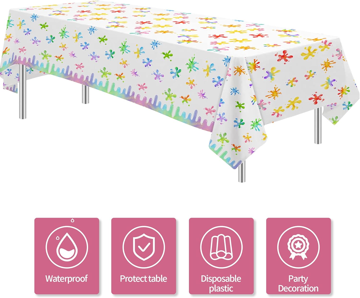 Xigejob Slime Party Tablecloth 3 Pack 54x108