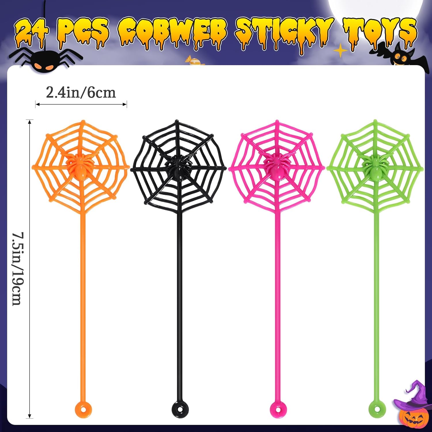 VICROIC 24PCS Sticky Spider Web Toy Set for Kids