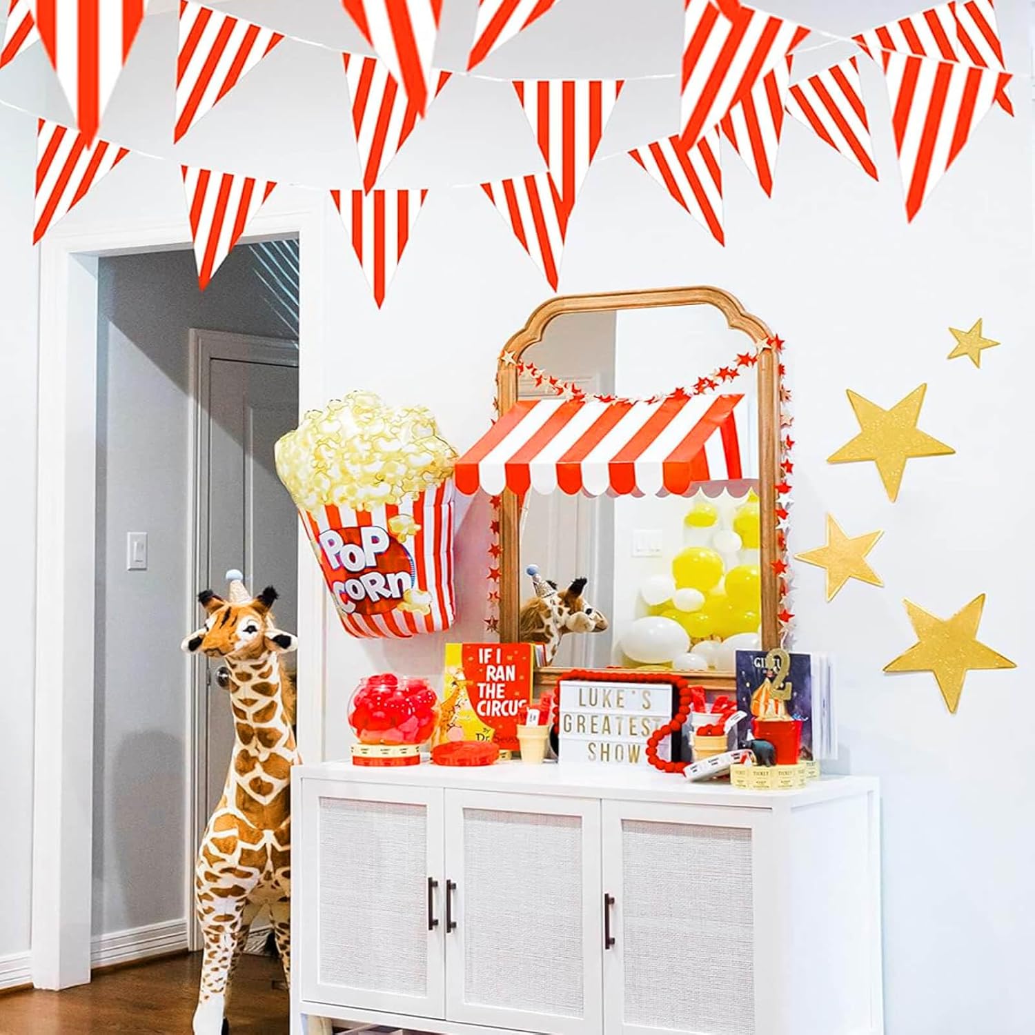 Piokio 100ft Red White Striped Pennant Banner