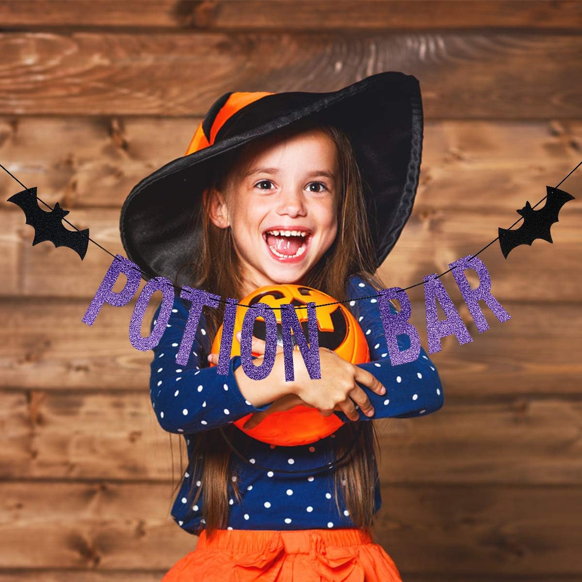 Purple Glitter Potion Bar Banner for Halloween Party Decorations