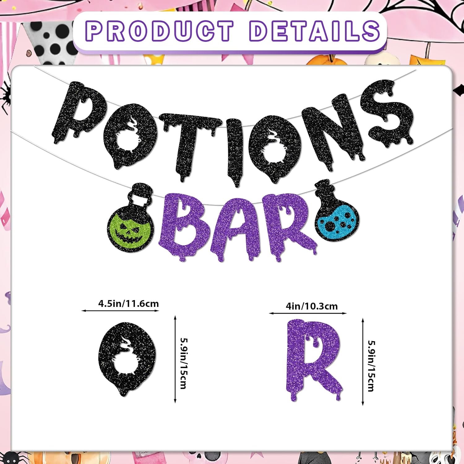 Potions Bar Banner Glitter Halloween Decorations