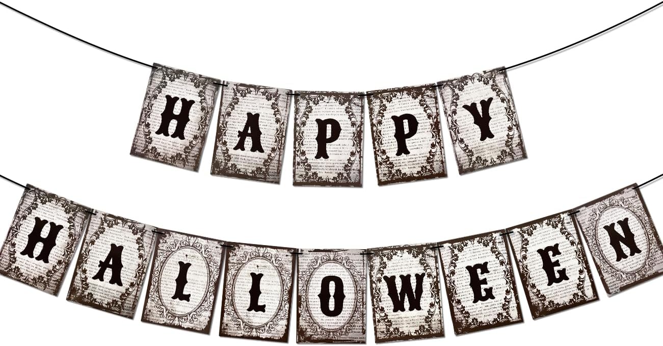 Gothic Halloween Banner with Happy Halloween Text