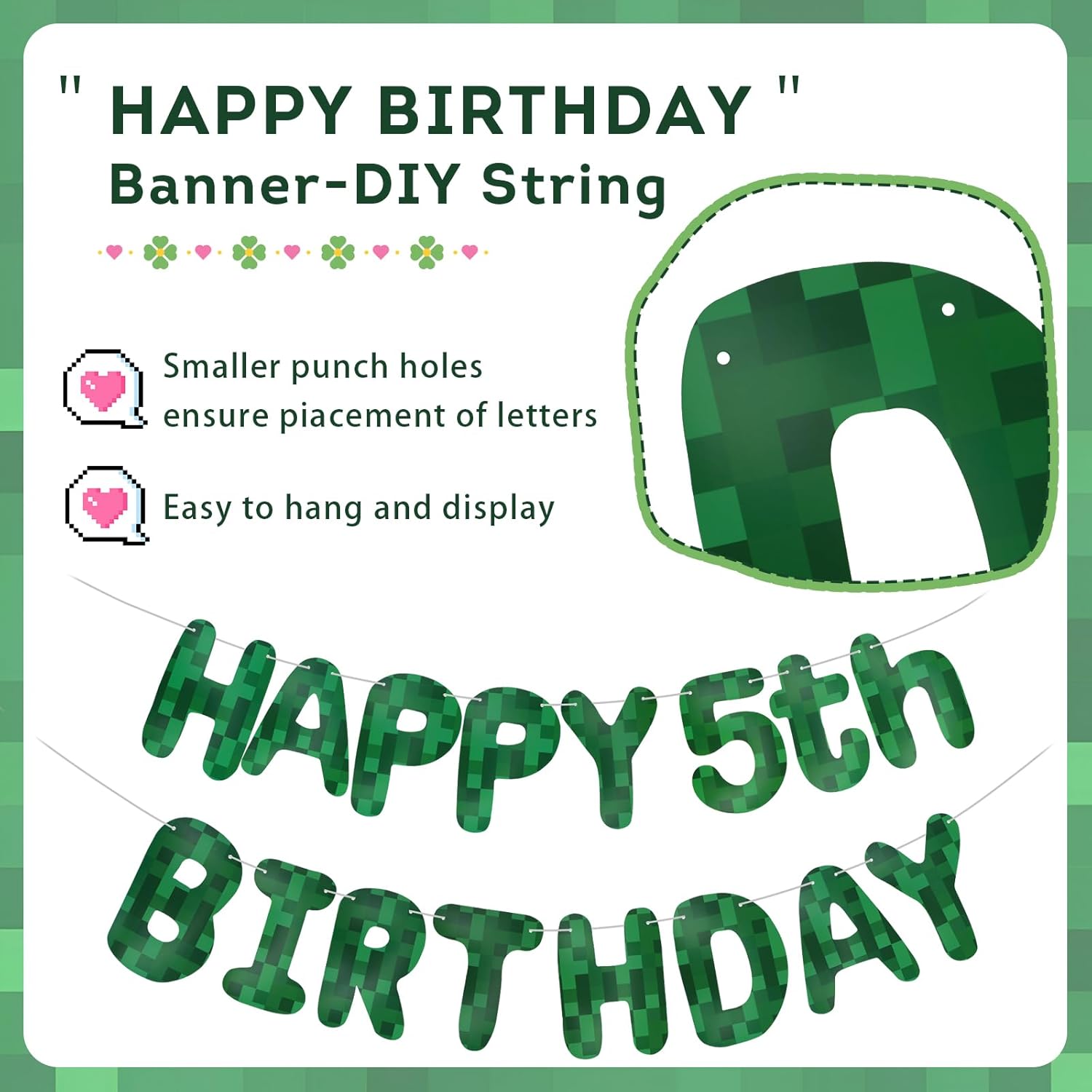 Minecraft Birthday Banner for Kids Parties and Gaming Events
