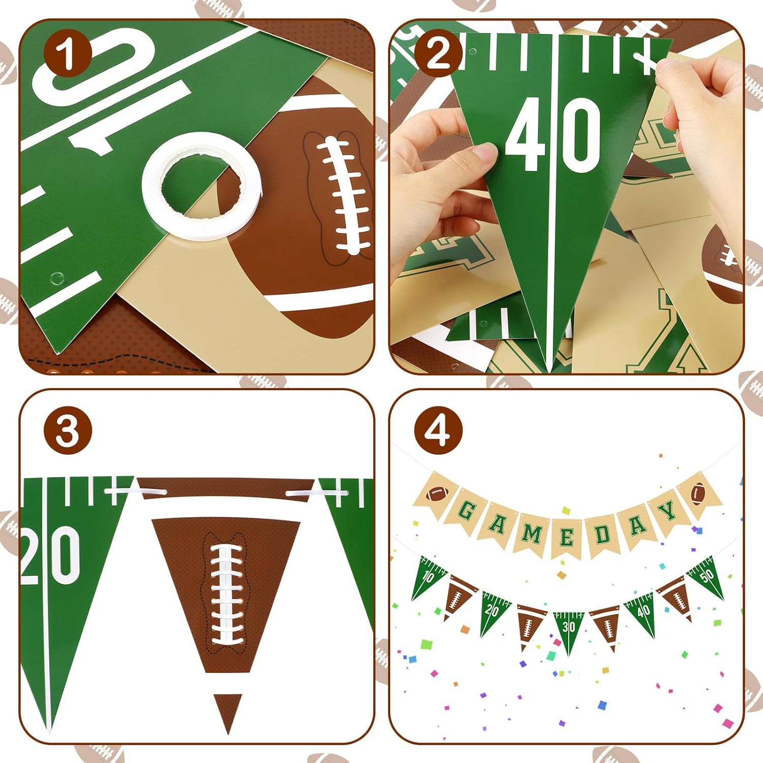 Football Game Day Banner Set for Party Decorations