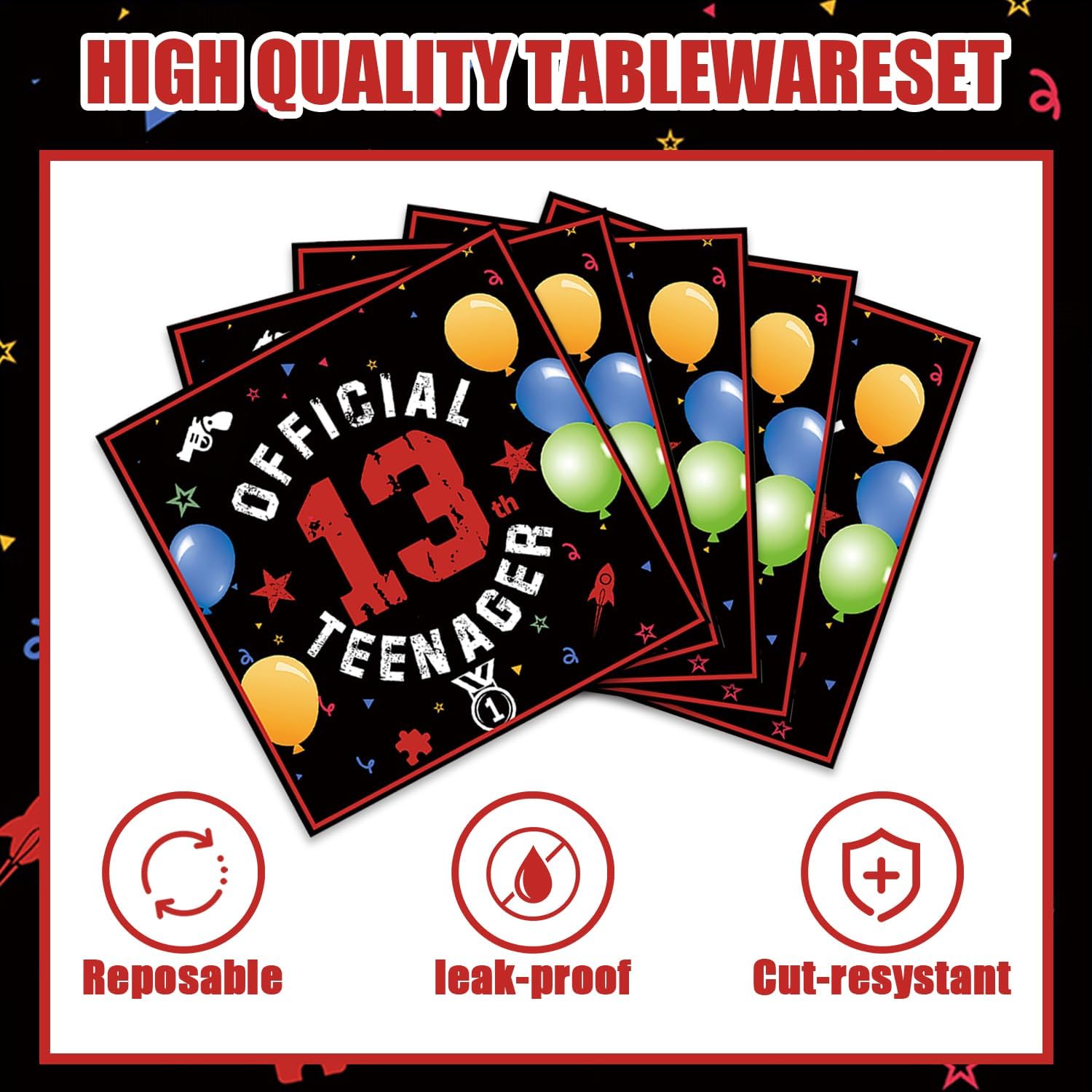40Pcs 13th Birthday Party Decor Set for Boys