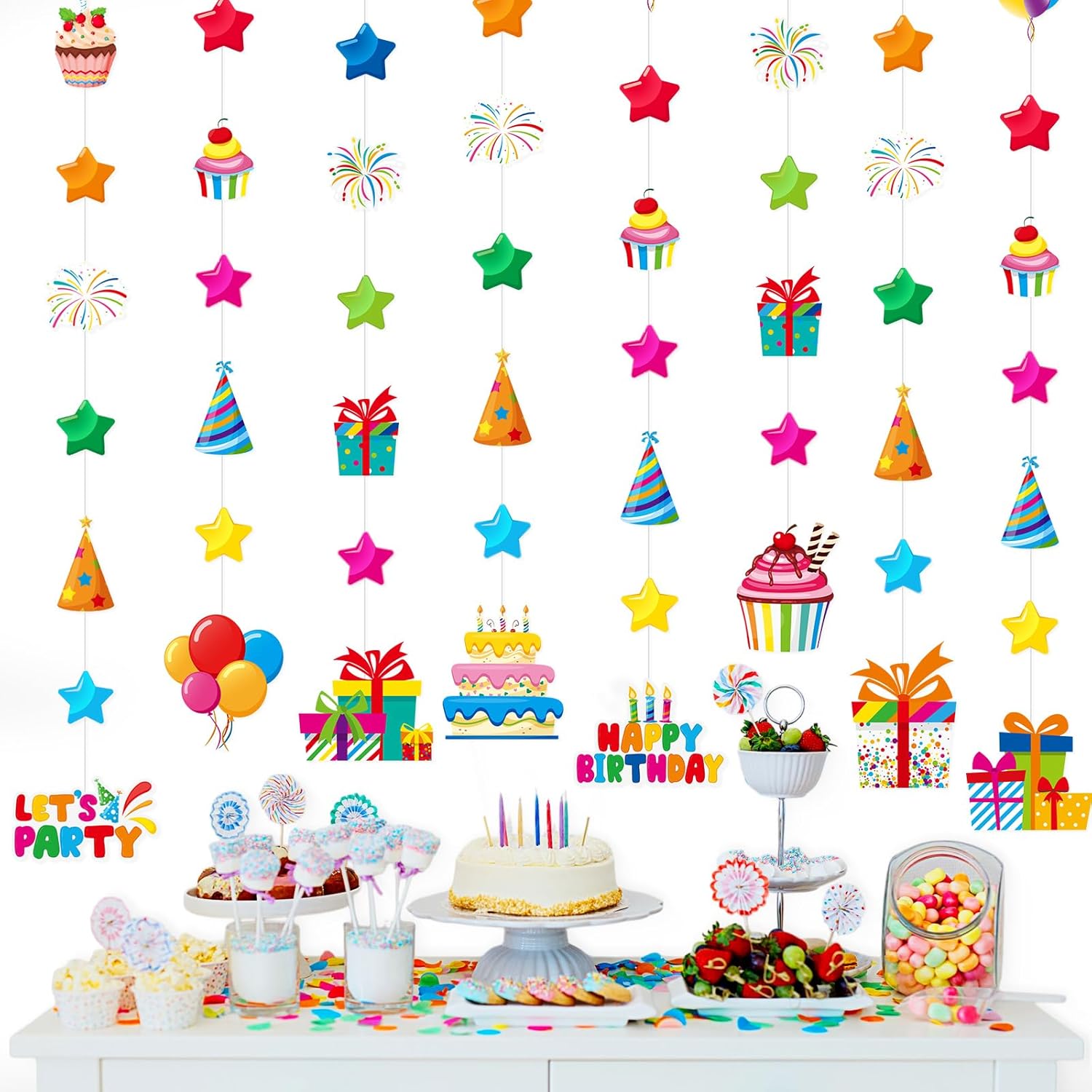 8 Pcs Happy Birthday Garland Streamers Decorations