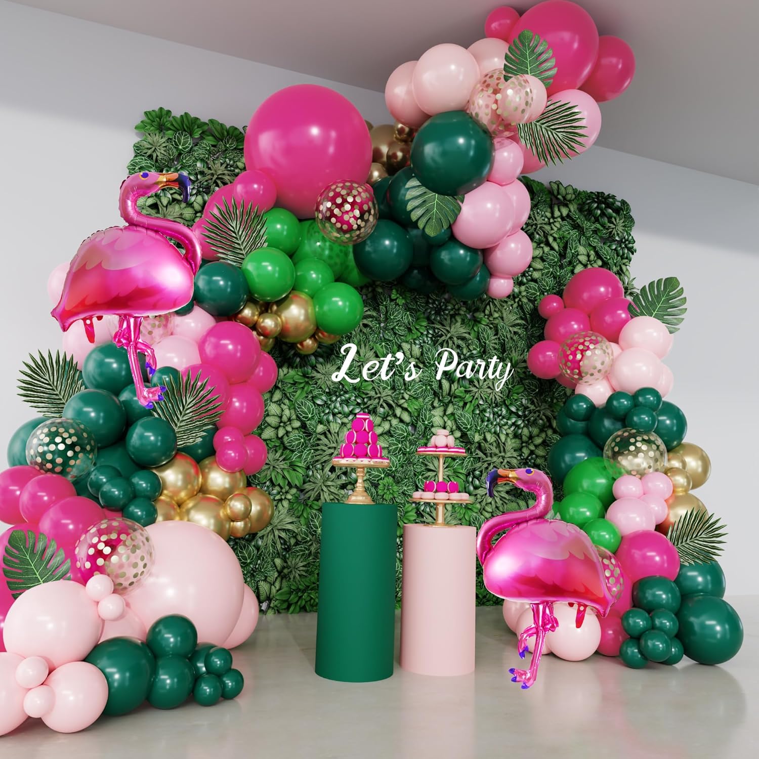 156Pcs Tropical Flamingo Balloon Garland Kit