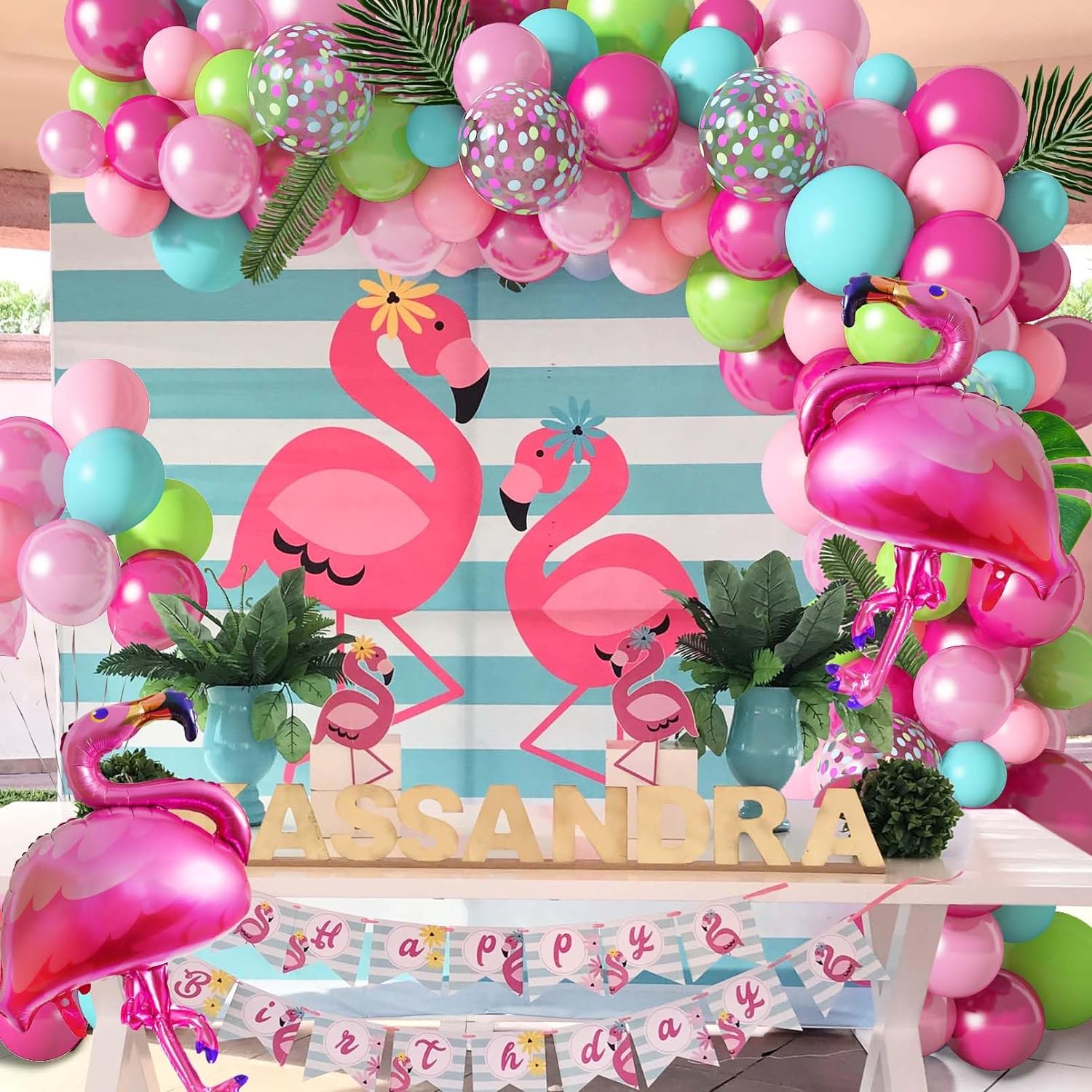 142Pcs Tropical Flamingo Balloons Garland Arch Kit