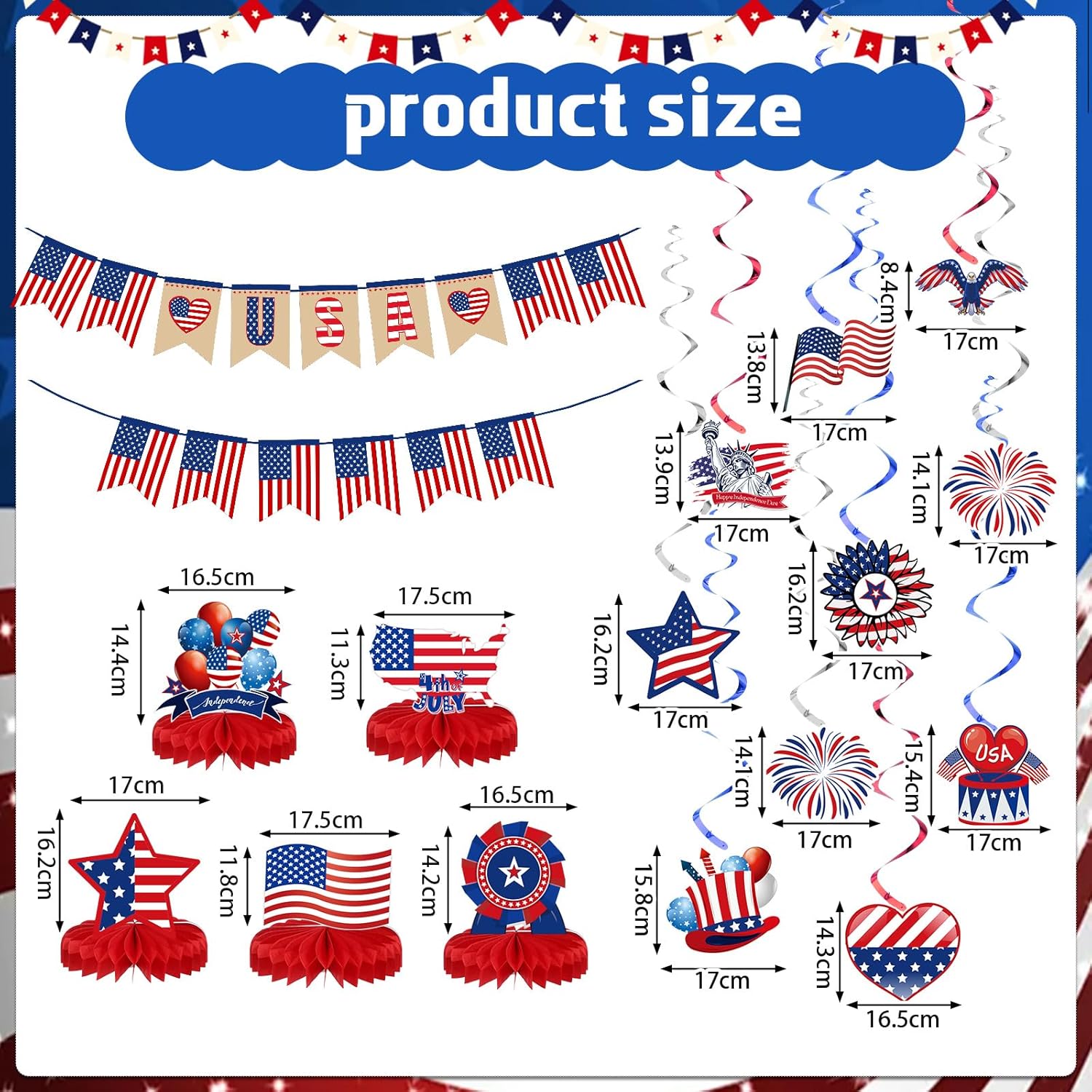 Blosssound 4th of July Decorations Set 27 Pcs