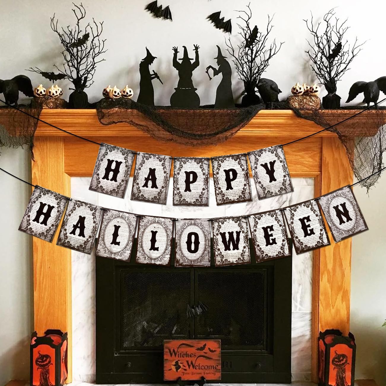Gothic Halloween Banner with Happy Halloween Text