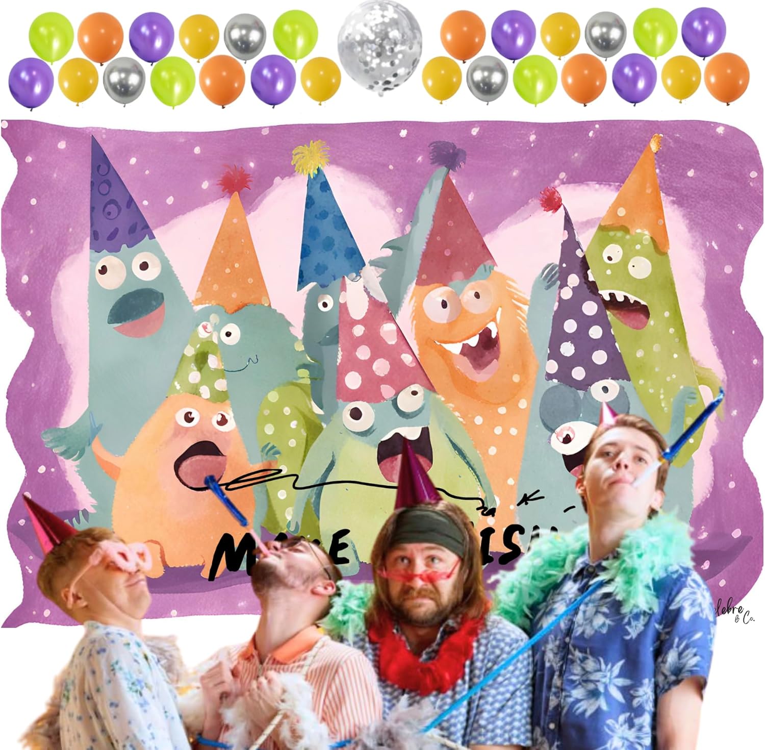Monster Themed Birthday Backdrop for Kids Party