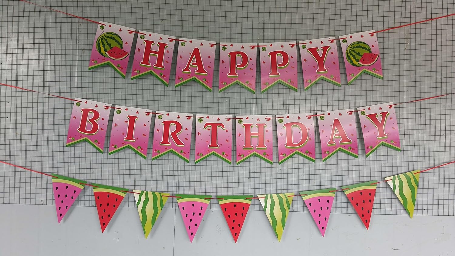 Watermelon Birthday Banner Happy Summer Party Decor