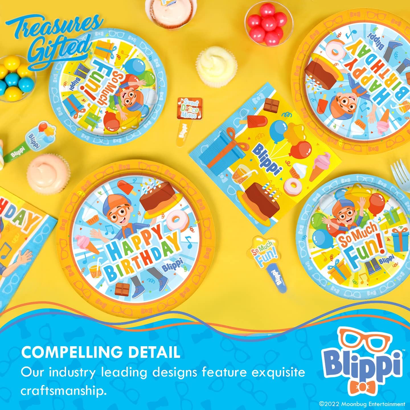 Treasures Gifted Blippi Birthday Banner - Pre Strung Decoration