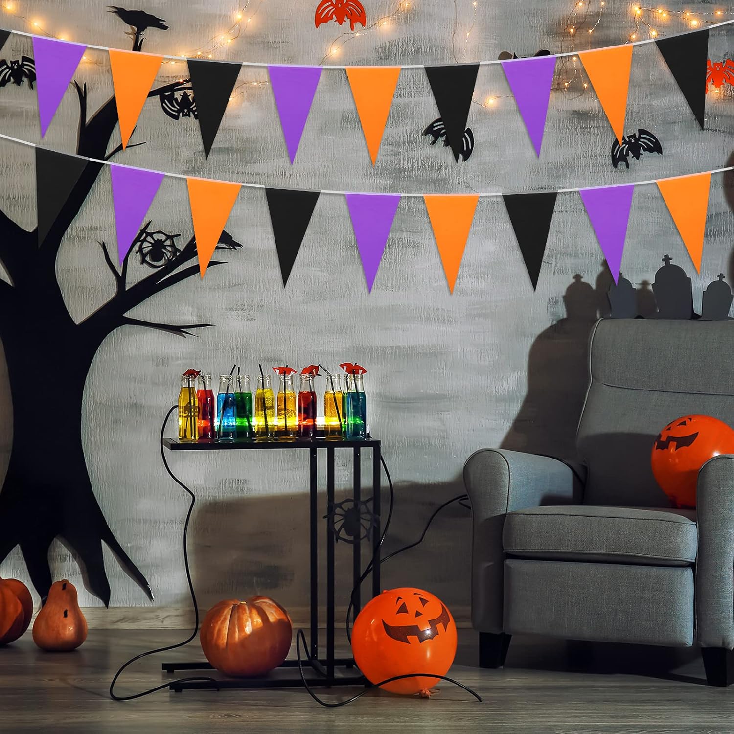 Tatuo 165 ft Halloween Pennant Banner for Party Decor