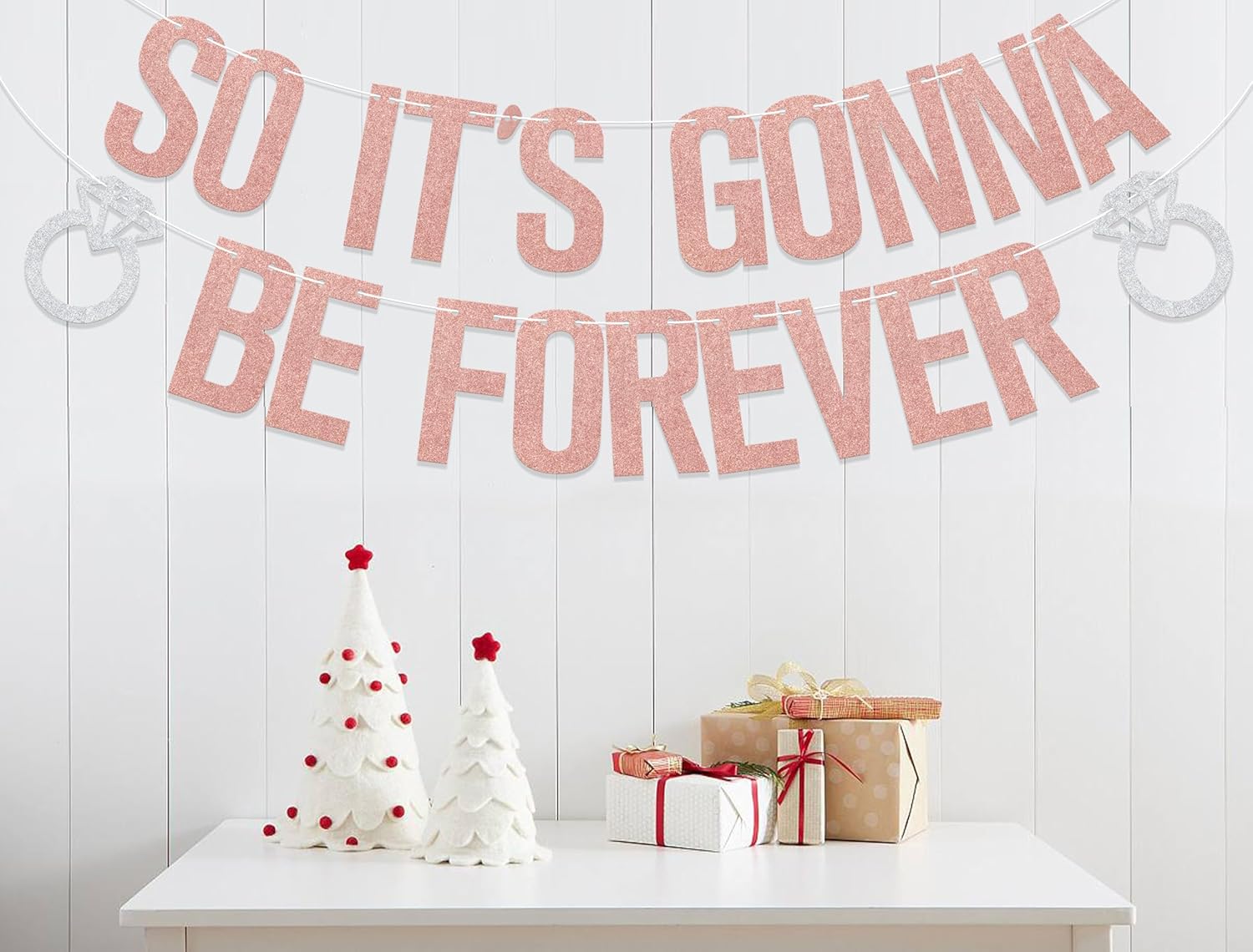 Rose Gold Forever Bachelorette Banner Decorations
