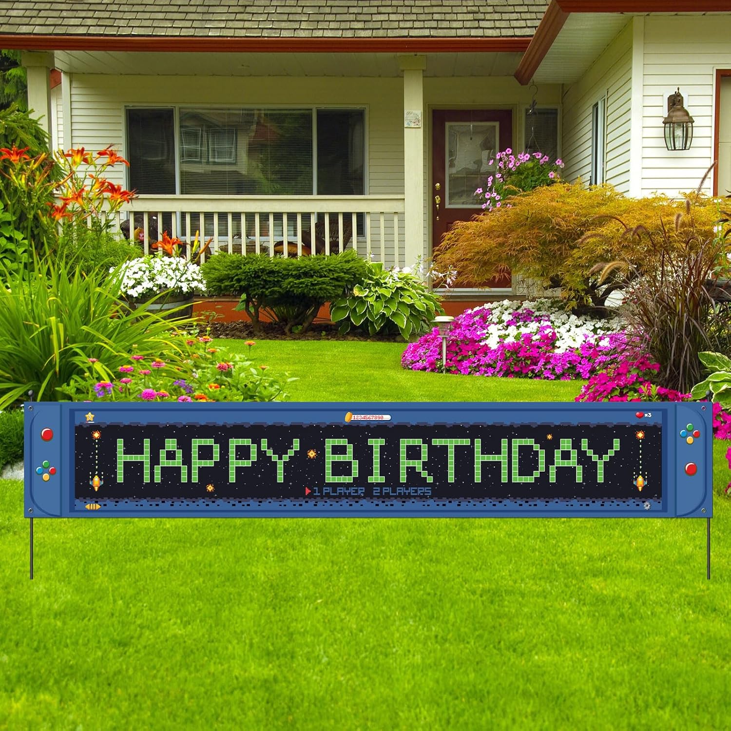 Gaming Birthday Banner 98 x 16 ft for Kids