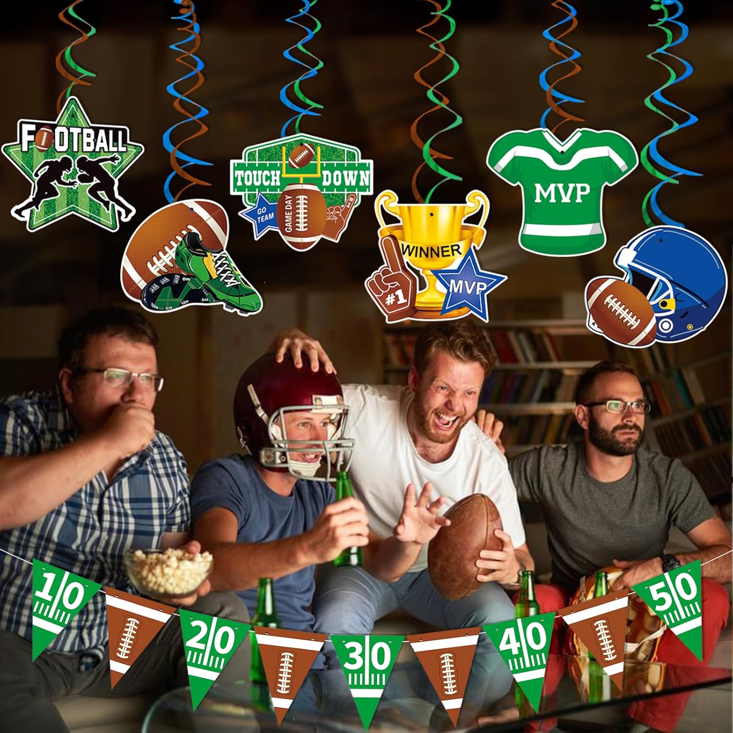 36PC Football Birthday Banner - Super Bowl Party Decorations