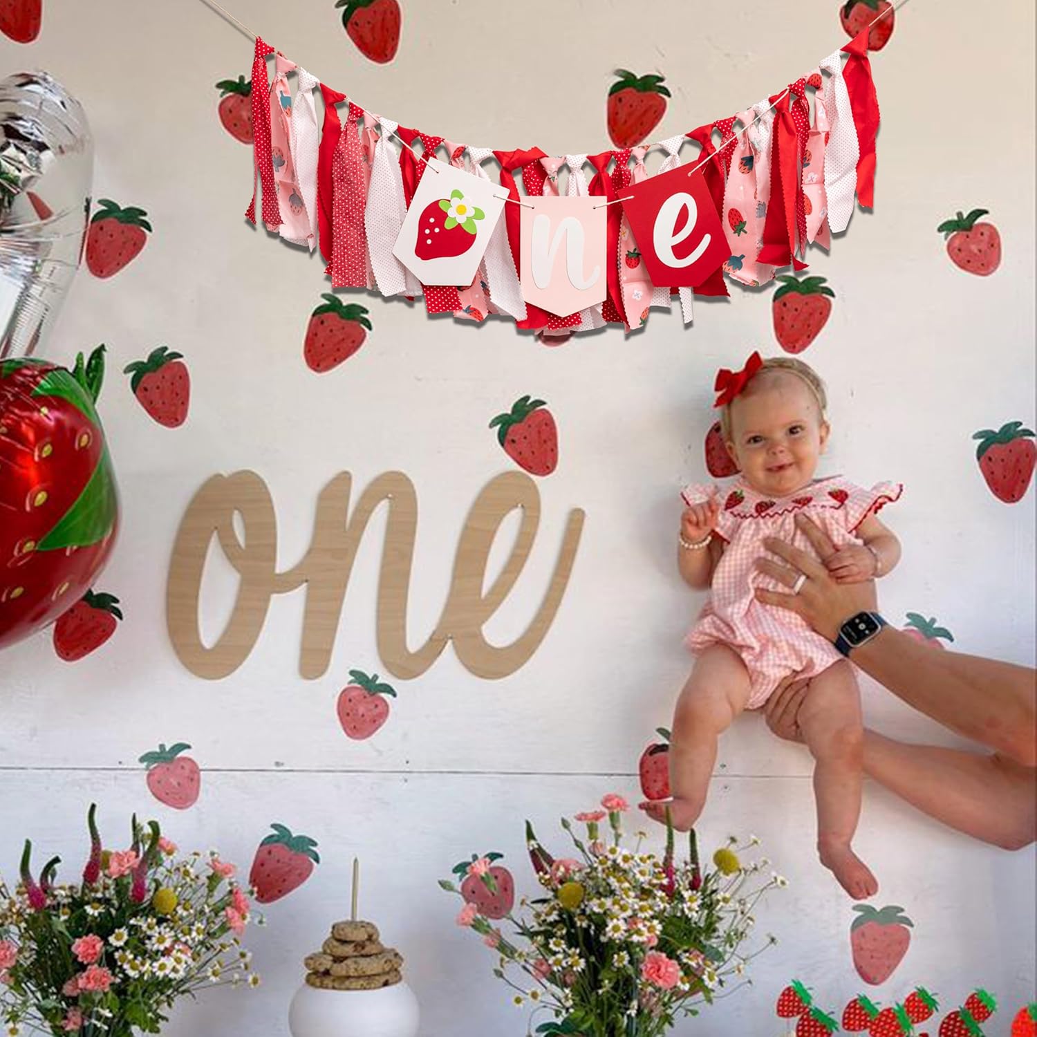 Strawberry First Birthday High Chair Banner
