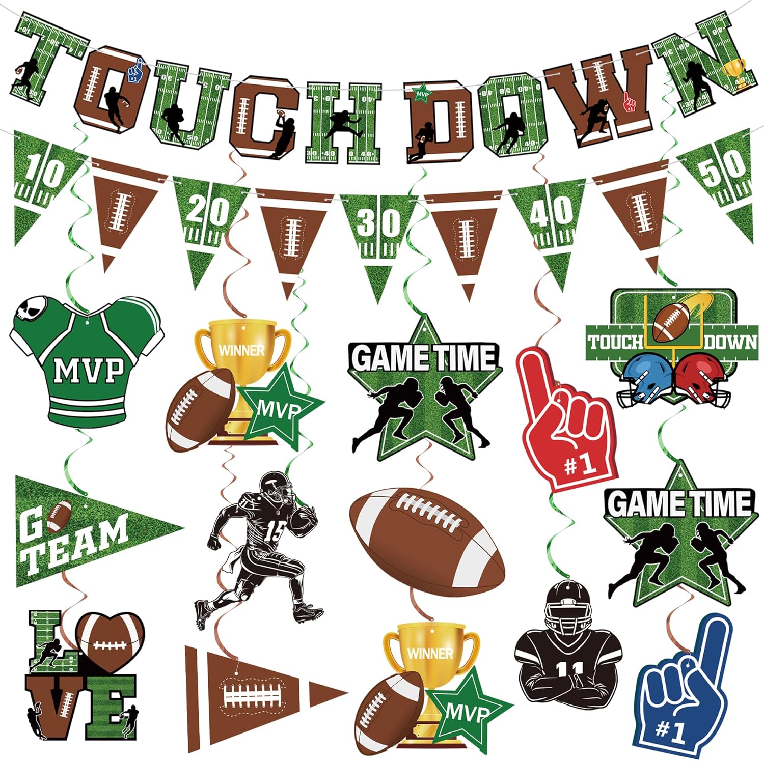 26 Pcs Football Party Decorations Bunting Flags Banners