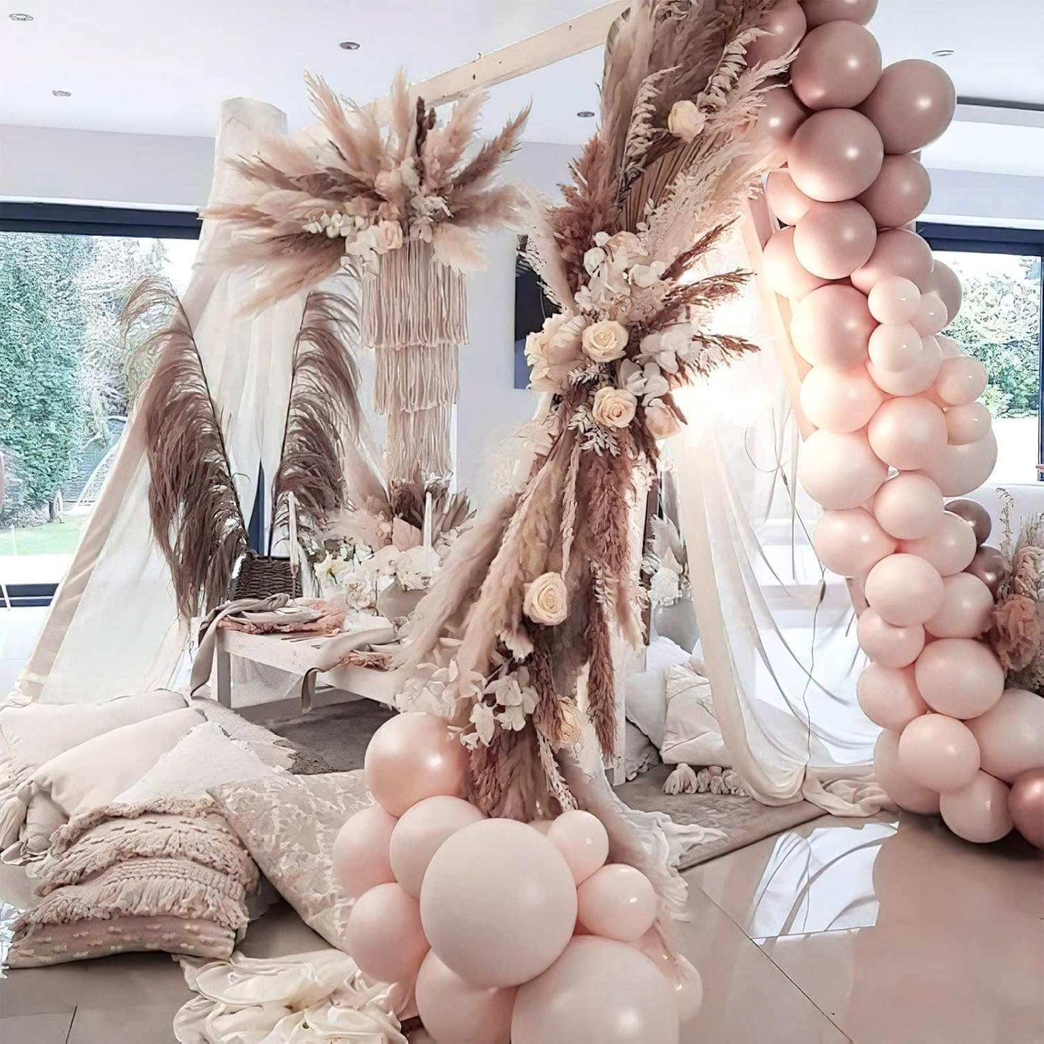 PartyWoo White Sand Balloons 142pcs Different Sizes Pack